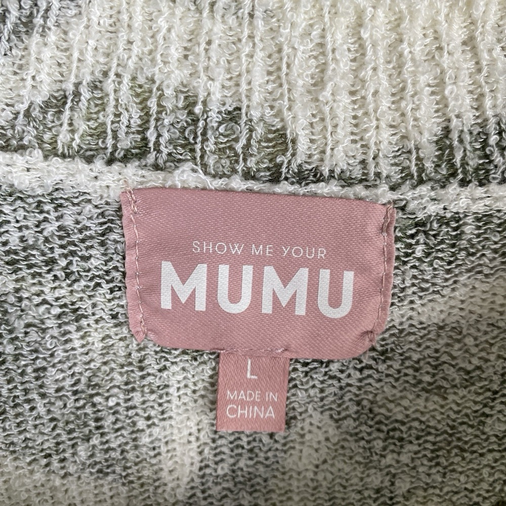 Show Me Your Mumu Woodsy Sweater Green Majestic Palm Womens L Slouchy Coastal - Picture 3 of 7